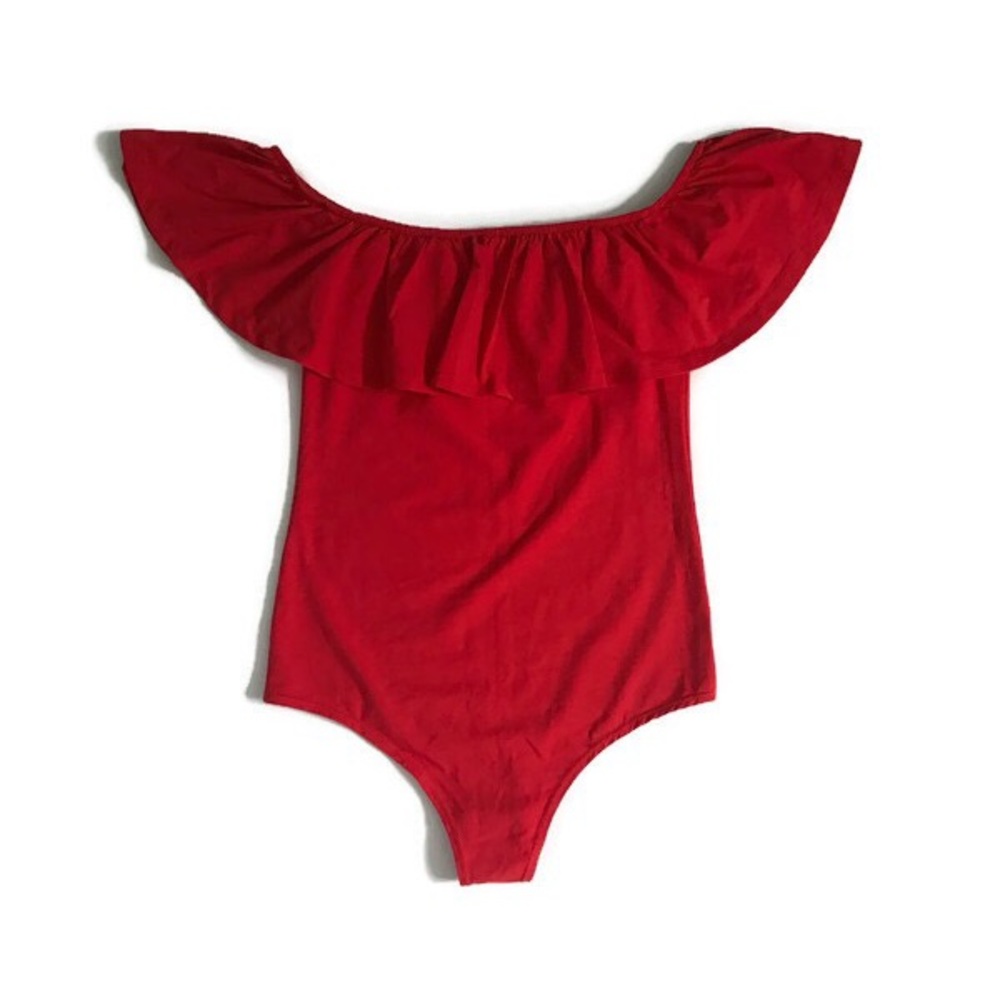 J.Crew Red Ruffle Bodysuit - Picture 4 of 7